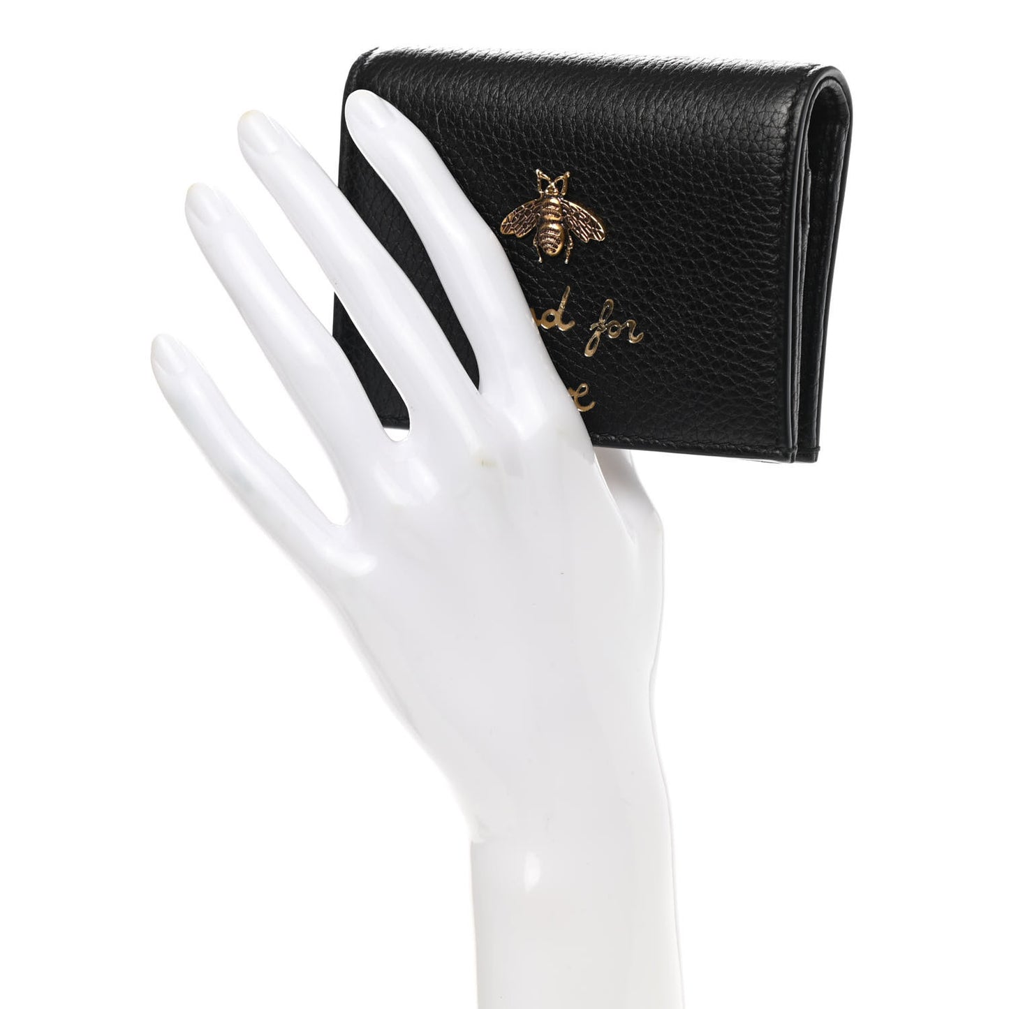 Pebbled Calfskin Animalier Card Case Black