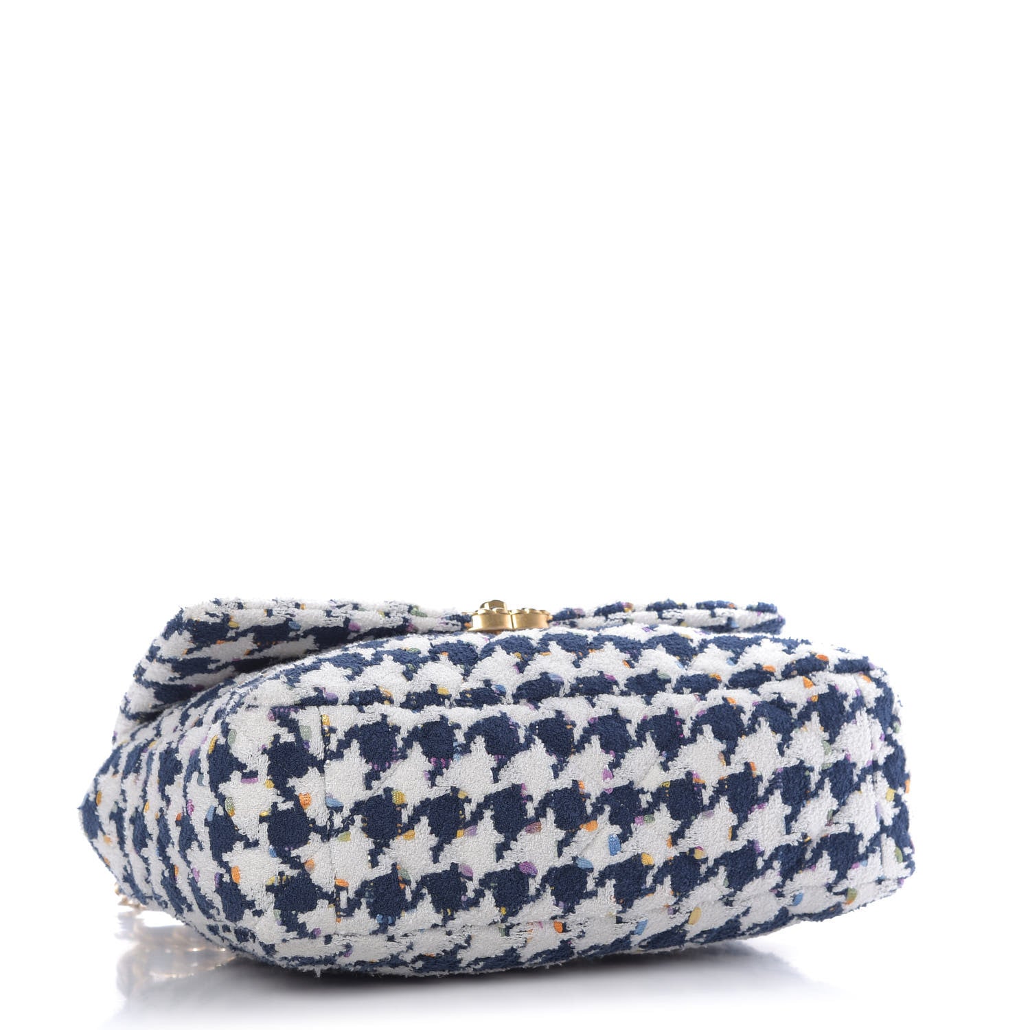 Chanel Tweed Quilted Large 19 Flap Ecru Navy Blue Multicolor 4 of 11