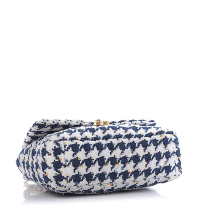Chanel Tweed Quilted Large 19 Flap Ecru Navy Blue Multicolor 4 of 11