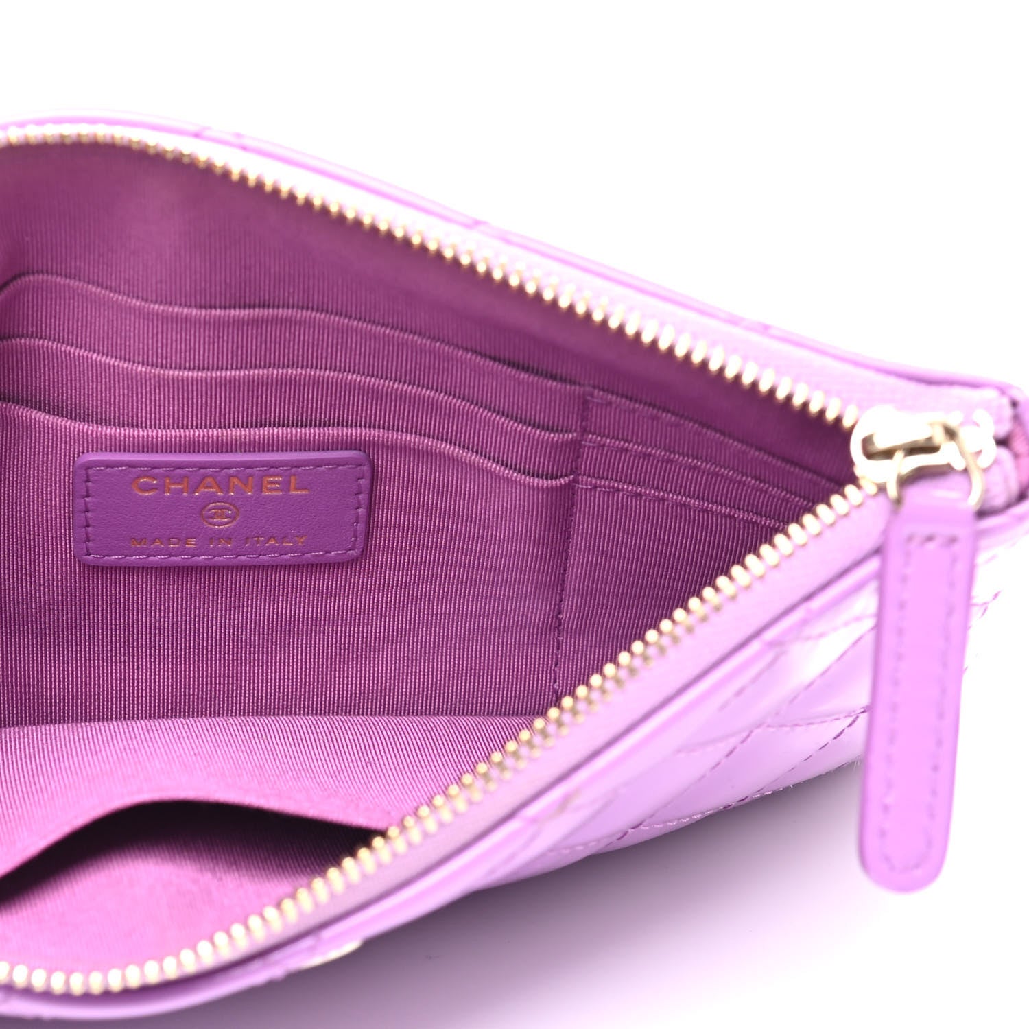 Chanel Patent Quilted Cosmetic Case Purple 5 of 7