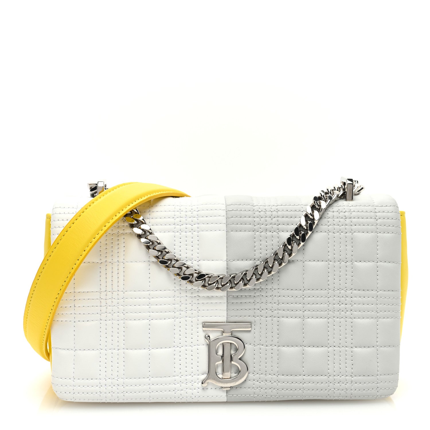 Burberry Lambskin Quilted Small Lola Bag White Grey Yellow 1 of 9