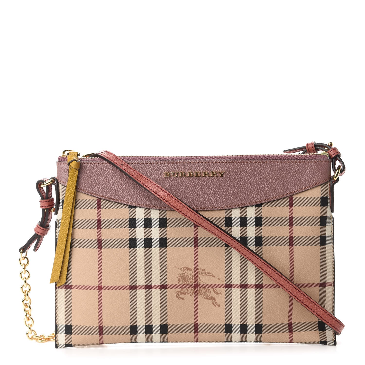 Burberry Haymarket Check Peyton Crossbody Clutch Bag Dusty Pink 1 of 11