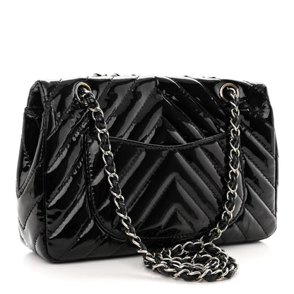 Chanel Patent Chevron Quilted Medium Single Flap Black 3 of 12