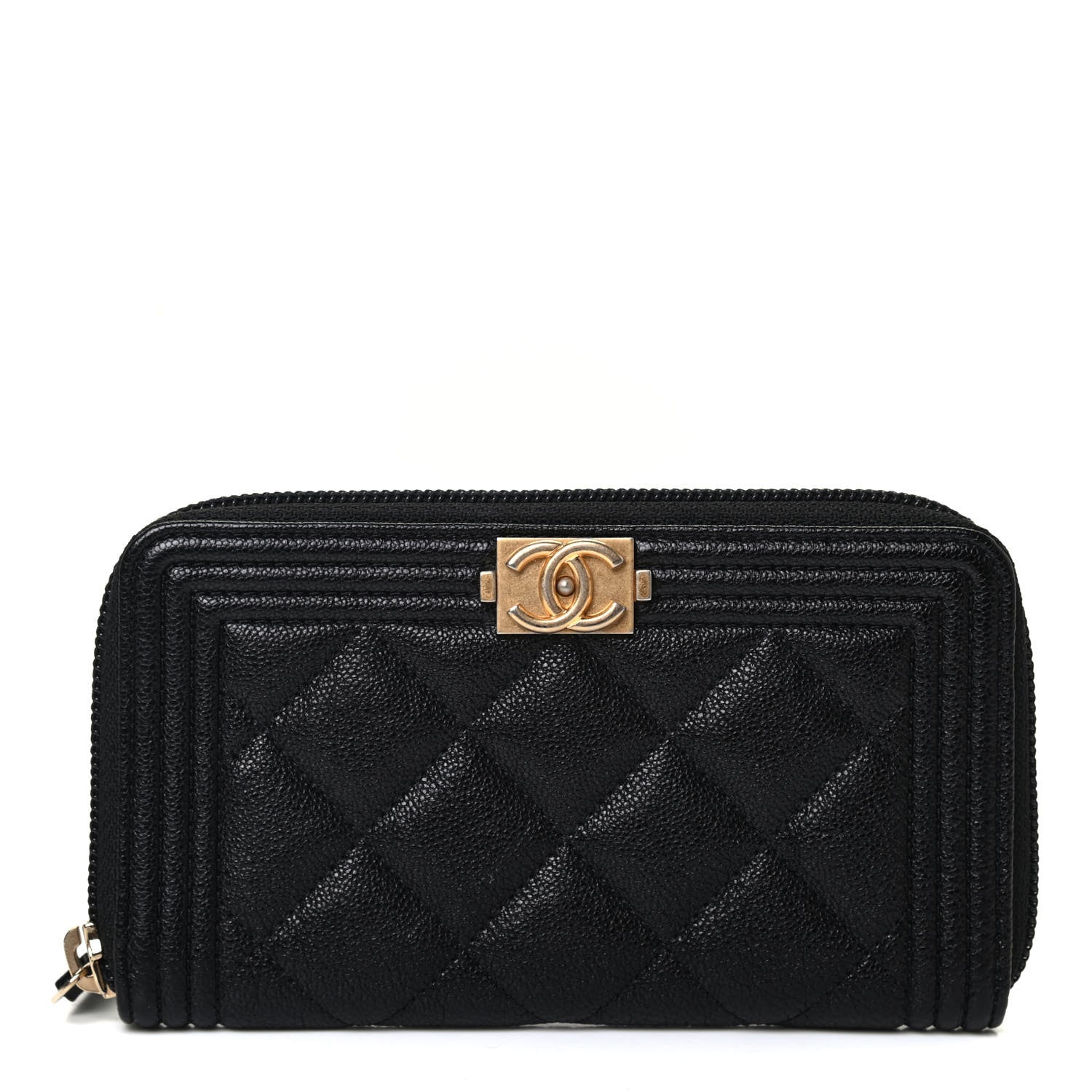 Chanel Caviar Quilted Small Boy Zip Around Wallet Black 1 of 4