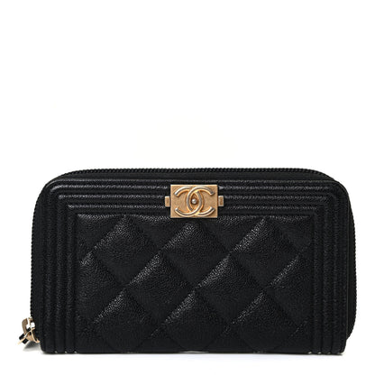 Chanel Caviar Quilted Small Boy Zip Around Wallet Black 1 of 4