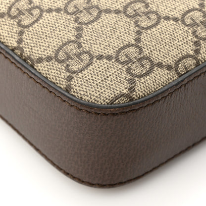 Gucci GG Supreme Monogram Textured Dollar Calfskin Web Ophidia Wristlet Shoulder Bag Beige Ebony New Acero 12 of 13