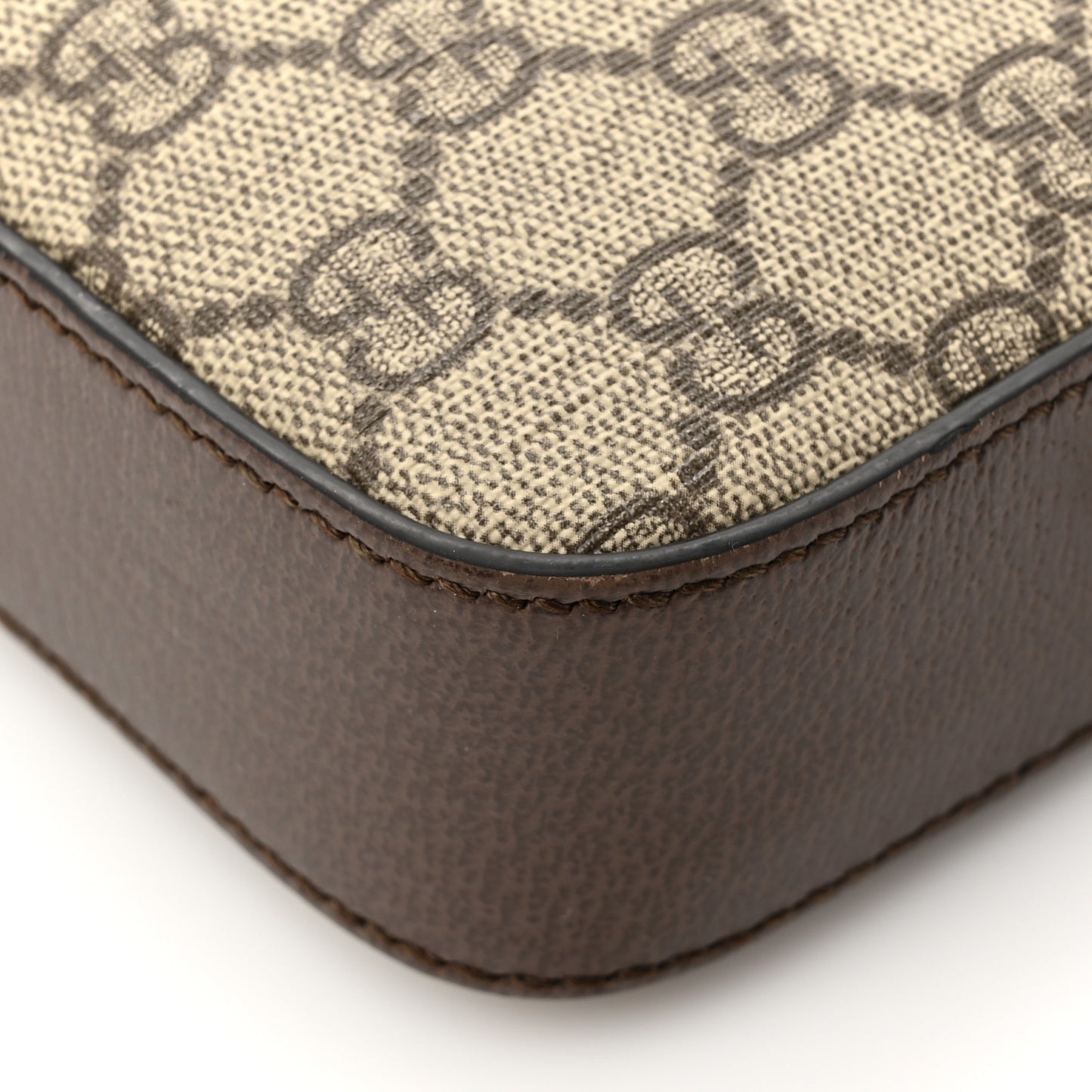 GG Supreme Monogram Textured Dollar Calfskin Web Ophidia Wristlet Shoulder Bag Beige Ebony New Acero
