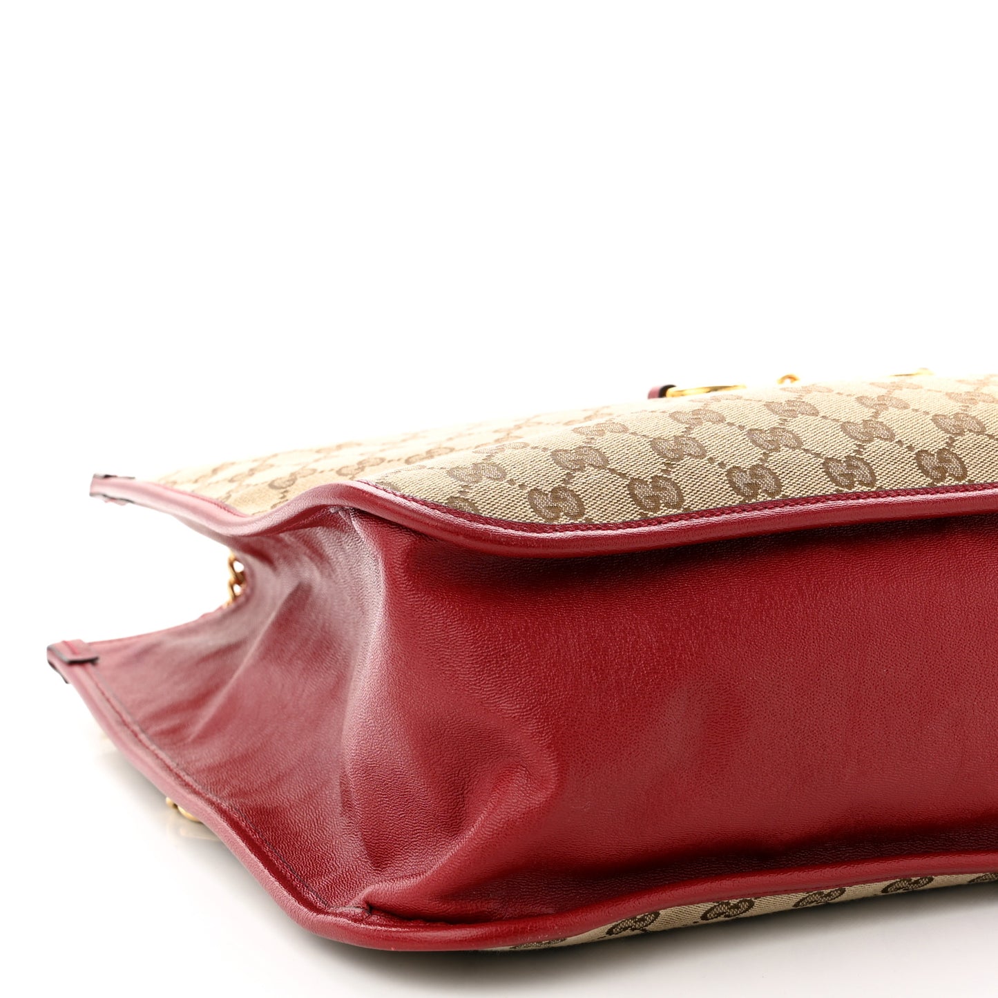 Monogram New Sakai Calfskin Lux Large Horsebit 1955 Tote Bag Beige Ebony New Cherry Red