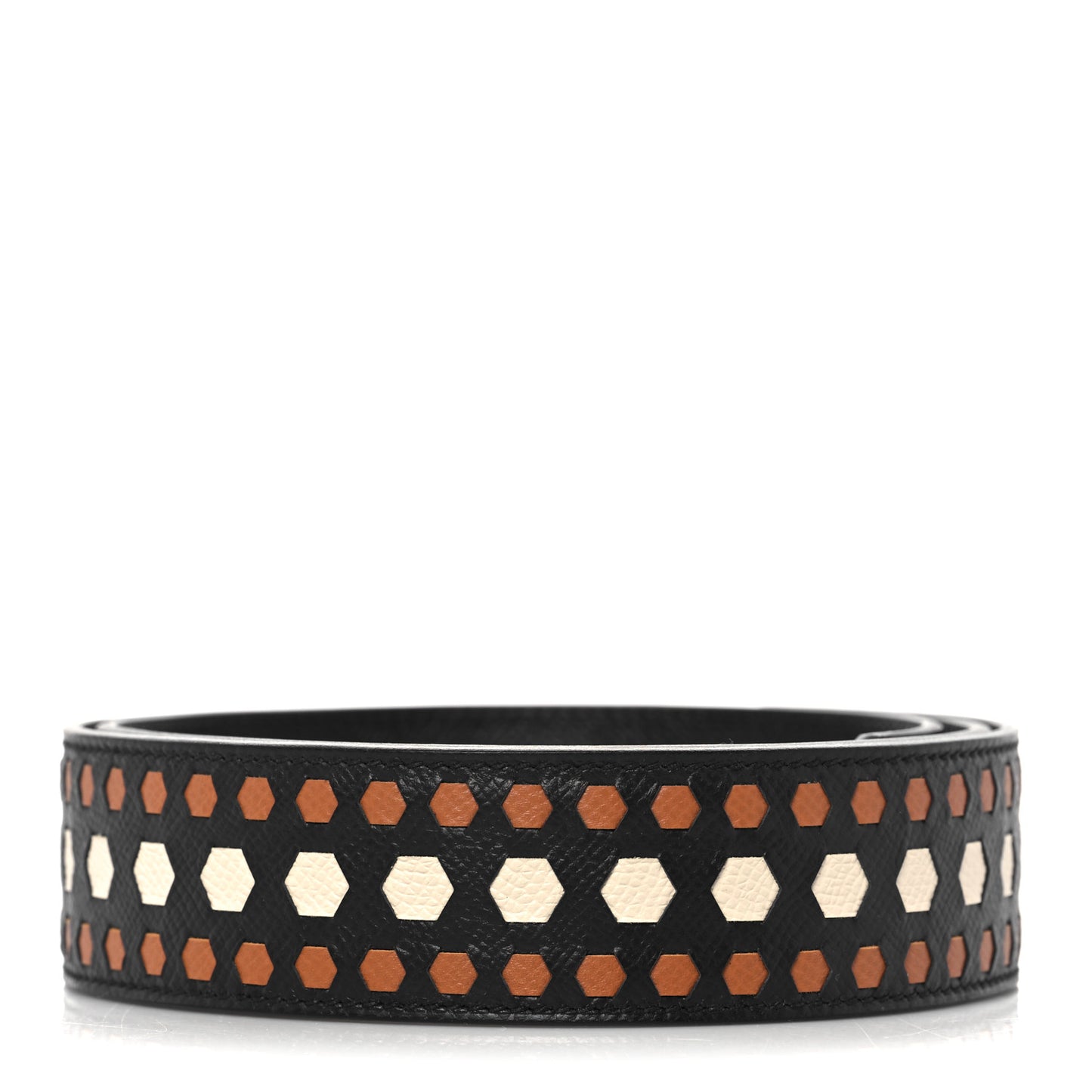 Epsom 40mm Hexagone Tressage Shoulder Strap Black Craie Gold