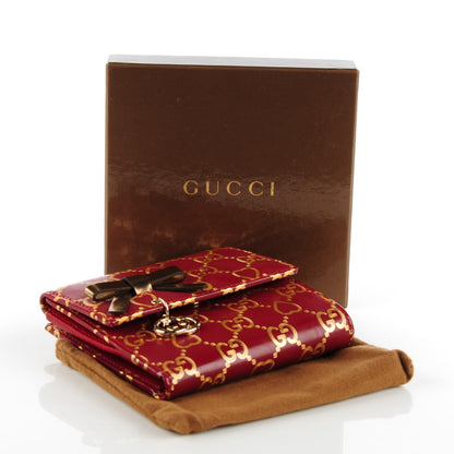 Gucci Patent GG Valentine GG Pierce French Flap Wallet Red Gold 4 of 7