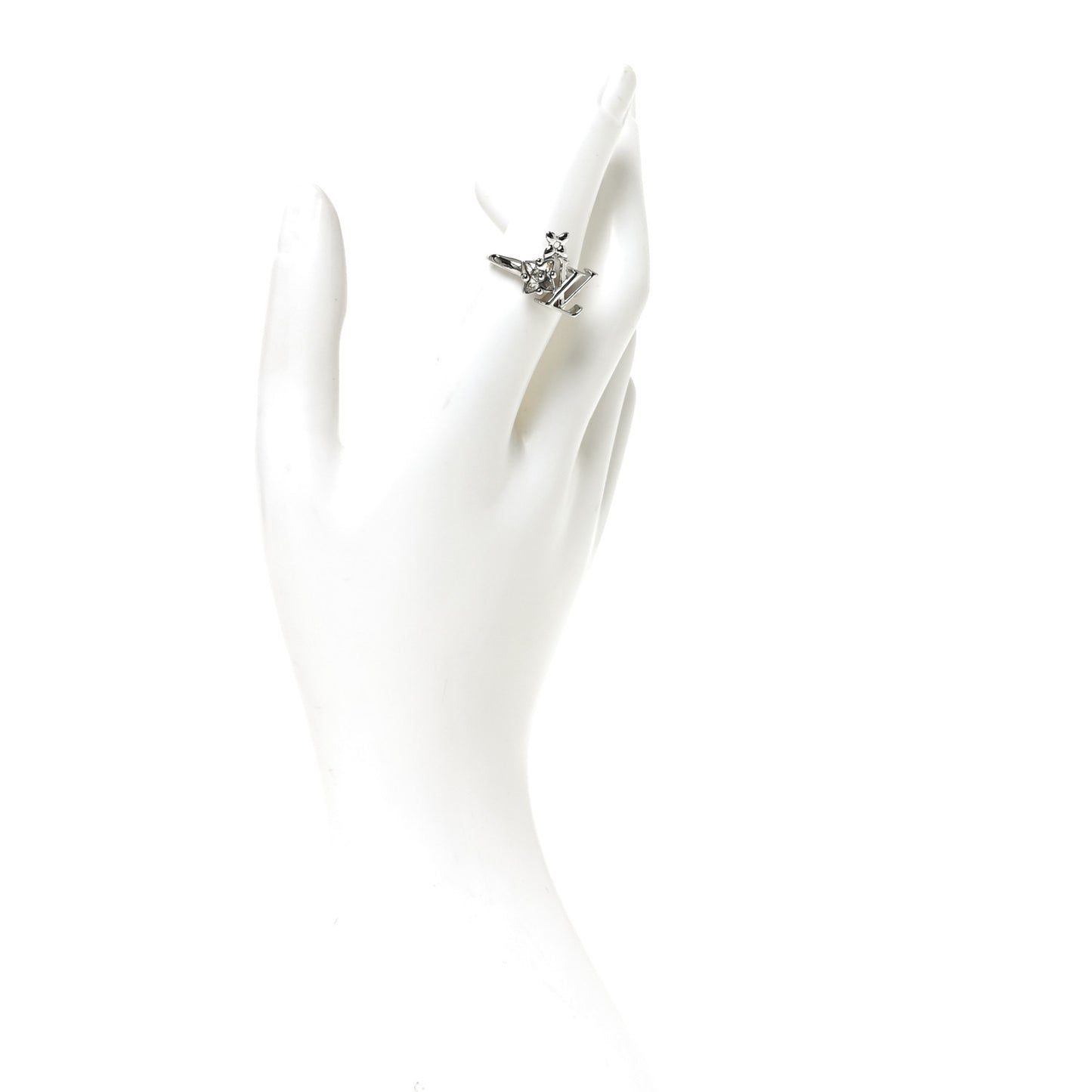 Metal Crystal Loulougram Ring M Silver