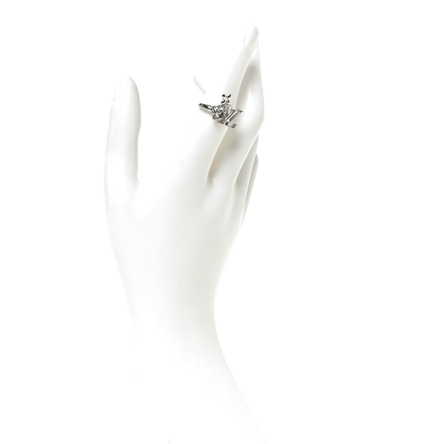 Louis Vuitton Metal Crystal Loulougram Ring M Silver 2 of 6