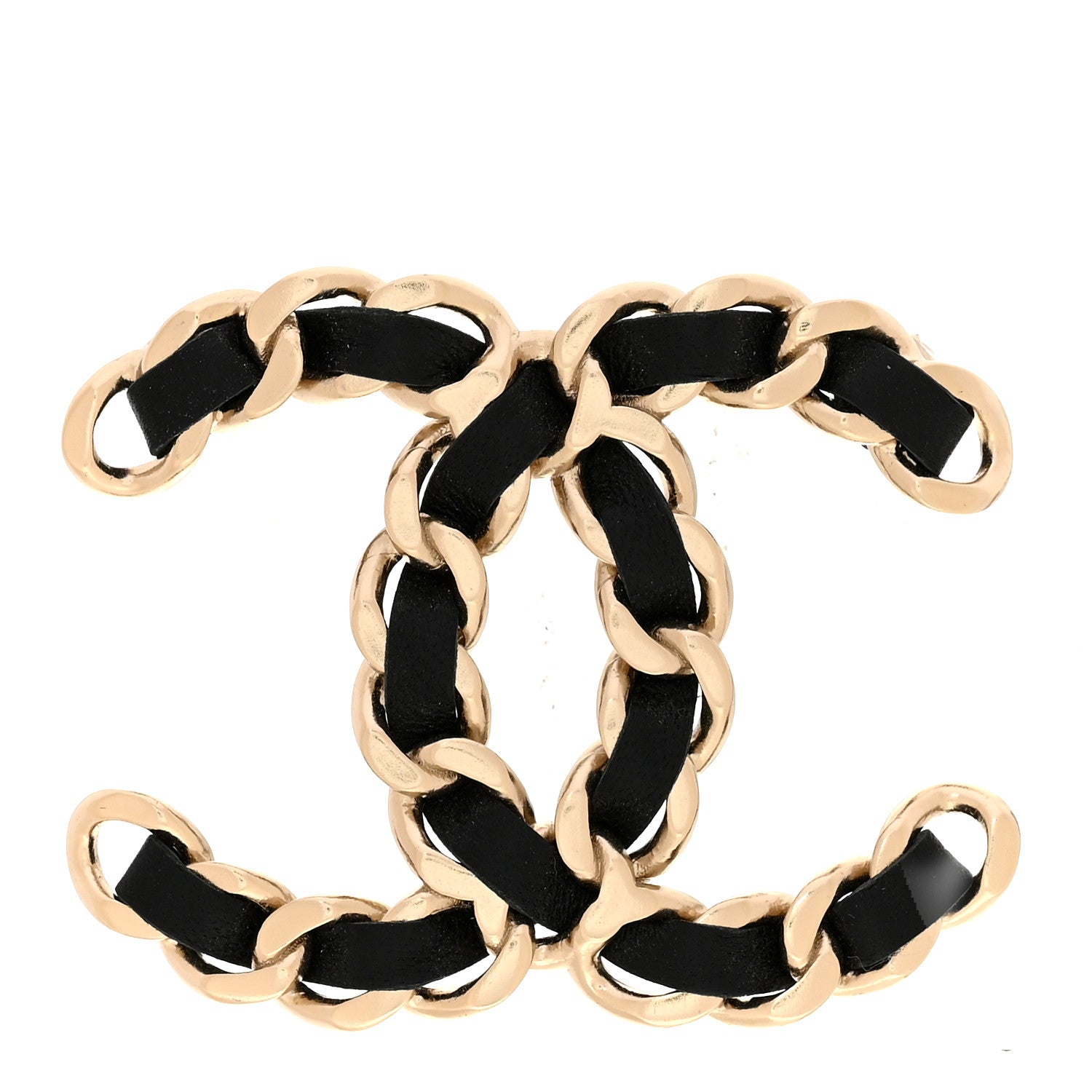 Chanel Lambskin Chain CC Brooch Black Gold 1 of 3