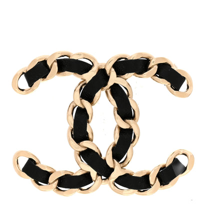 Chanel Lambskin Chain CC Brooch Black Gold 1 of 3