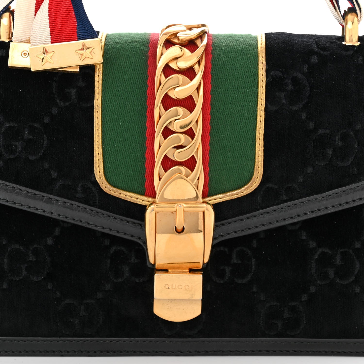 Gucci Velvet GG Monogram Small Sylvie Shoulder Bag Black 8 of 11