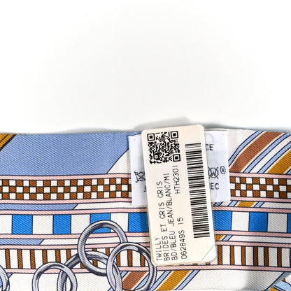 Hermes Silk Brides et Gris Twilly Gris Bleu Jean White Miel 3 of 4