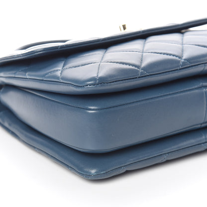 FASHIONPHILE CHANELLambskinQuiltedSmallTrendyCCFlapDualHandleBagBlue 9 of 15