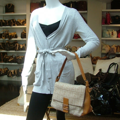 Fendi Cashmere Calfskin Romano Selleria Mama Baguette Honey 2 of 10