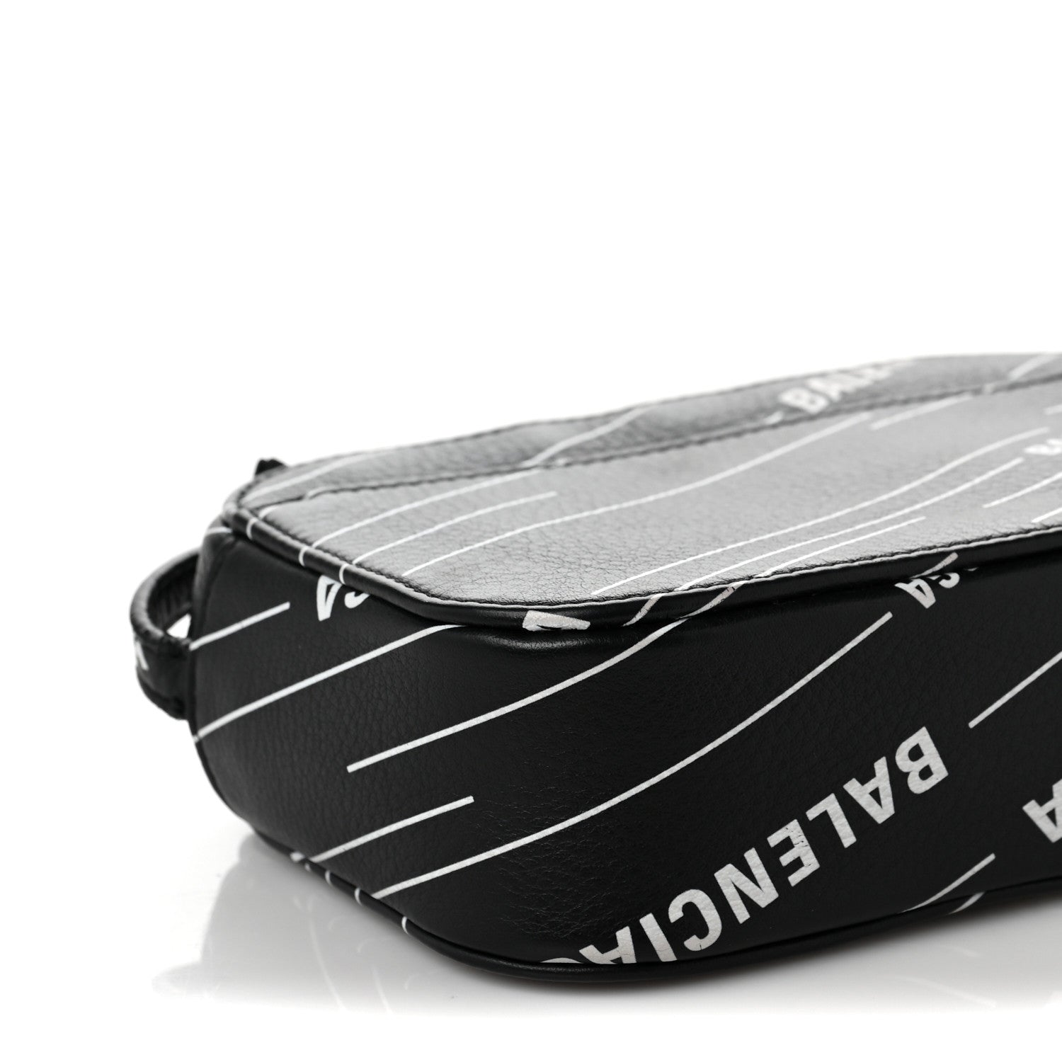 Balenciaga Calfskin Logo Print XS Everyday Camera Bag Black White 6 of 7