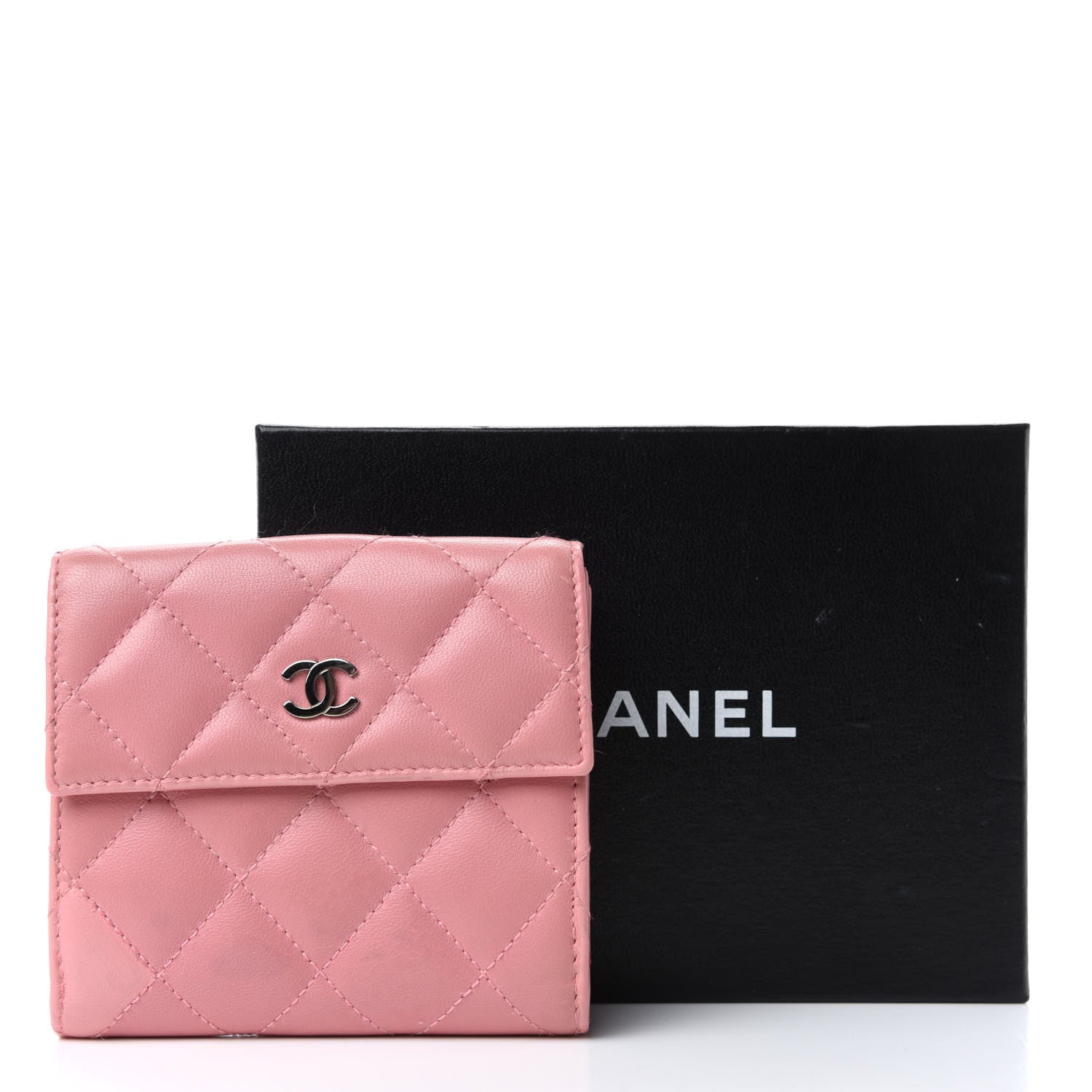 Chanel Lambskin Quilted Compact French Flap Wallet Pink 8 of 8