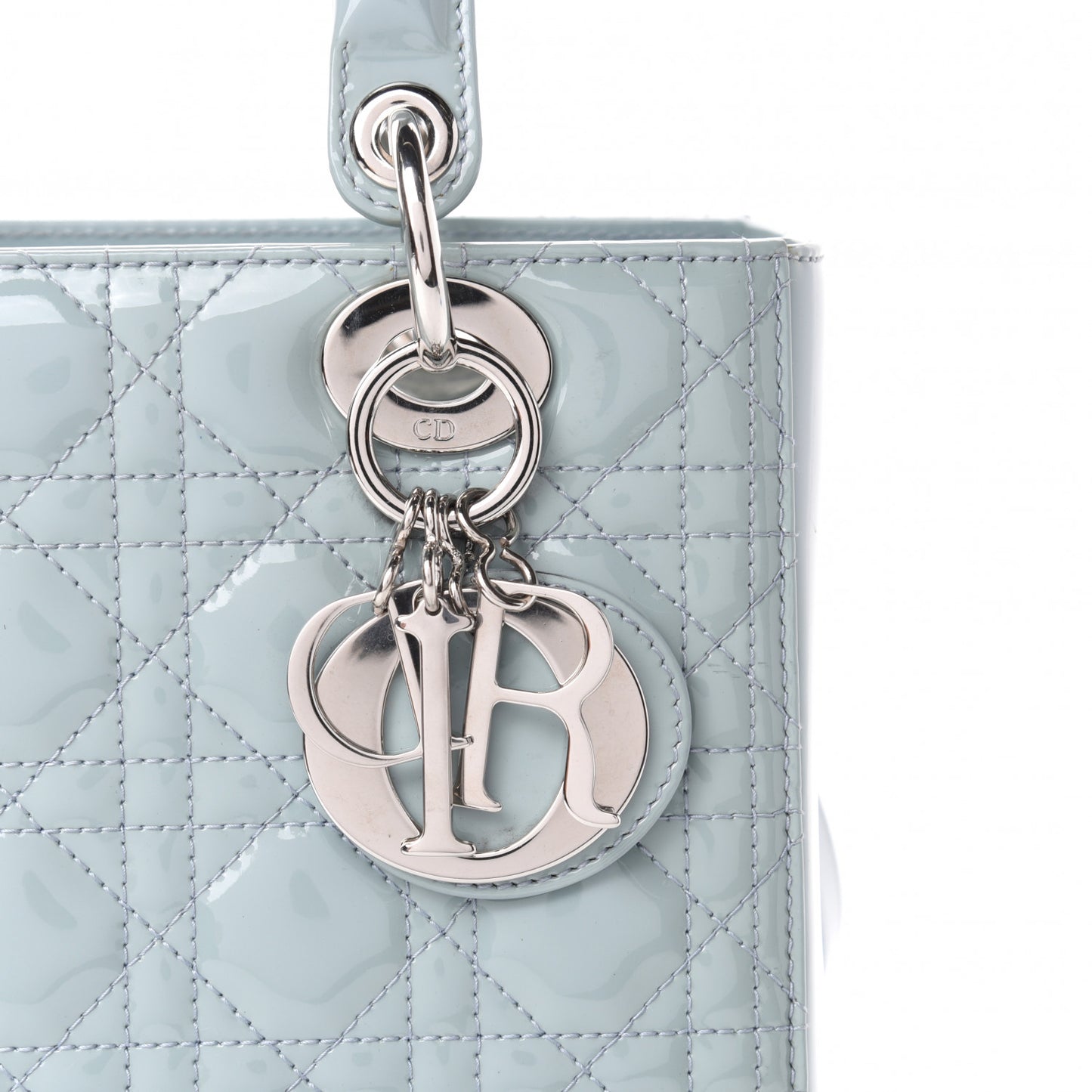 Patent Cannage Medium Lady Dior Light Blue