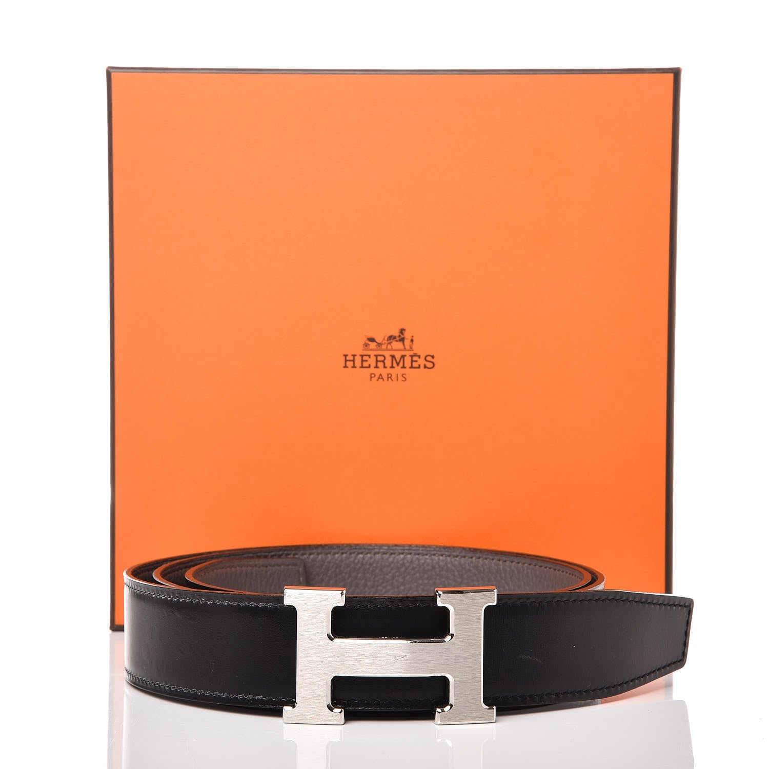 Hermes Box Togo 32mm H Belt 95 Black Etain 7 of 7