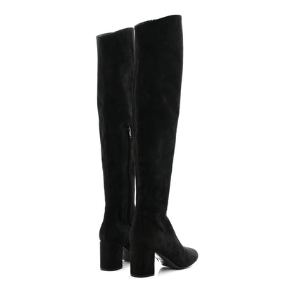 Saint Laurent Suede Babies Over The Knee Boots 36.5 Black 4 of 8