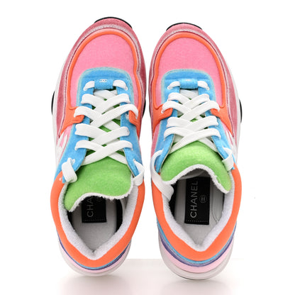 Chanel Fabric Suede Calfskin CC Sneakers 39 White Multicolor 2 of 8