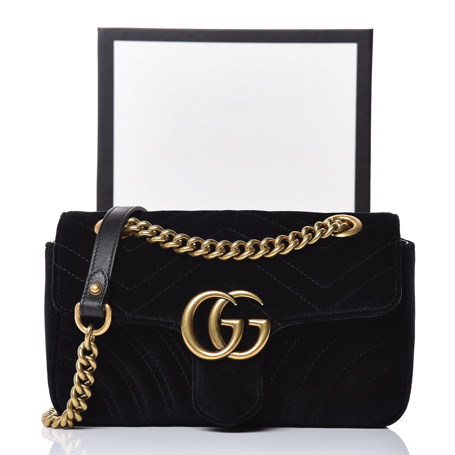 Gucci Velvet Matelasse Mini GG Marmont Shoulder Bag Black 8 of 8