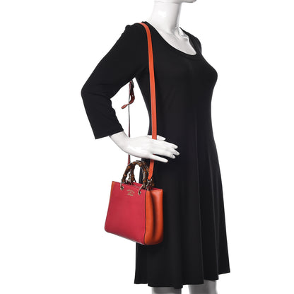 Gucci Calfskin Mini Bamboo Shopper Tote Fuchsia Orange 2 of 12