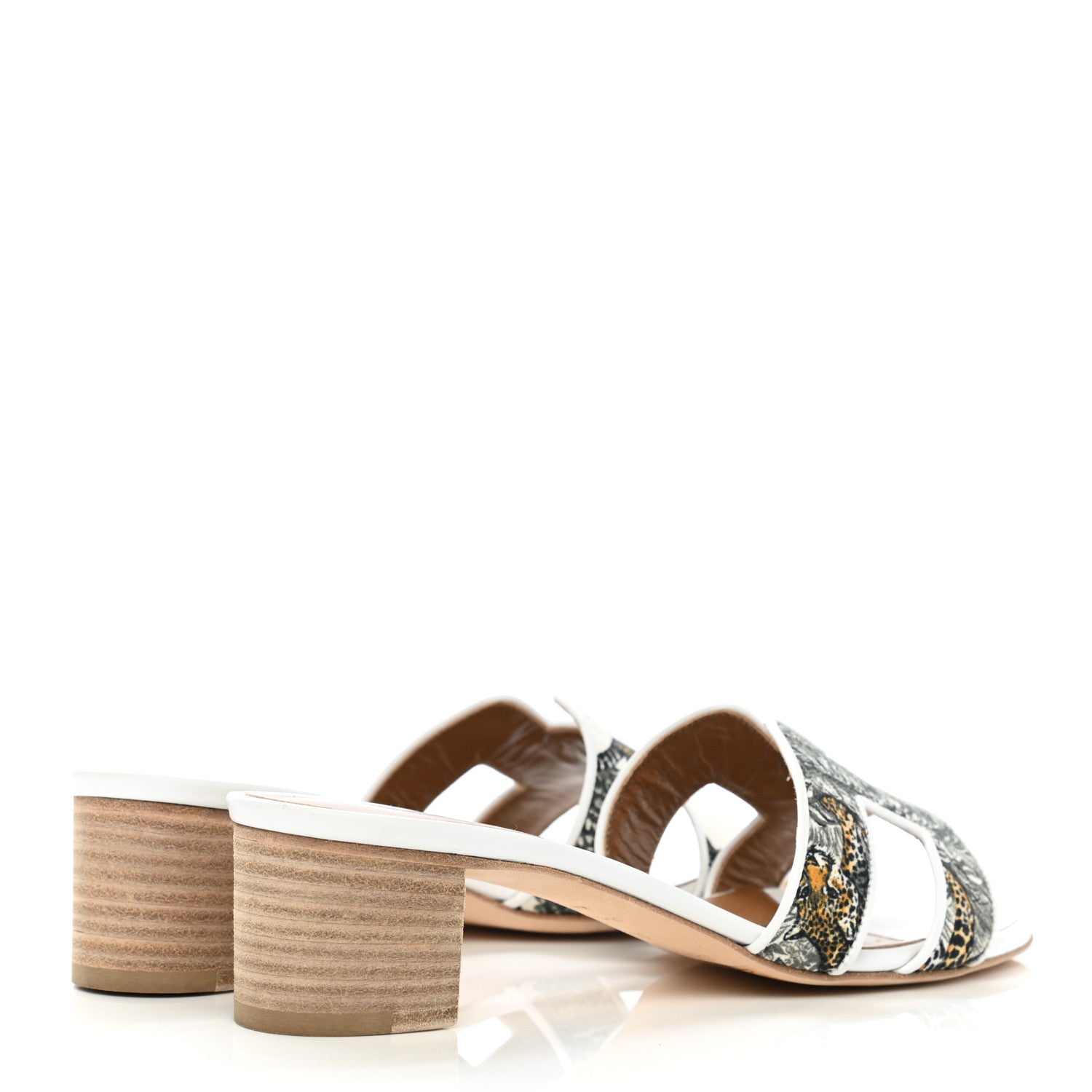 Hermes Canvas Tatoo Print Oasis Equator Sandals 36.5 White 4 of 9
