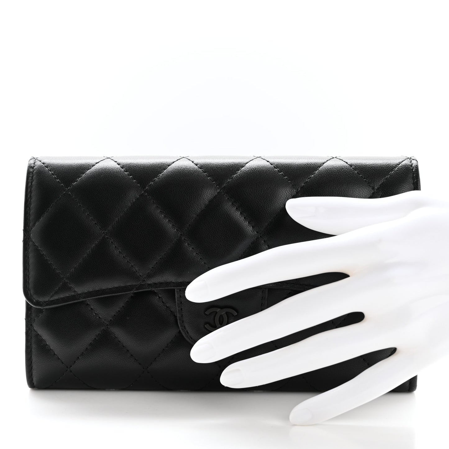Lambskin Quilted Large Flap Wallet So Black