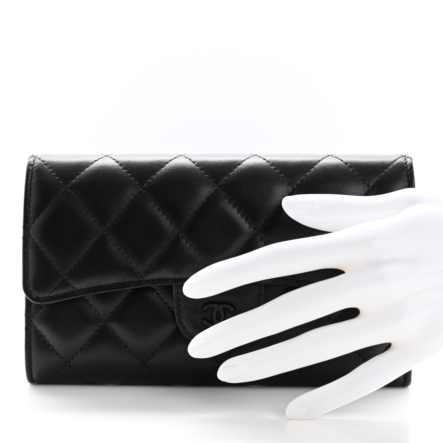 Chanel Lambskin Quilted Large Flap Wallet So Black 2 of 8
