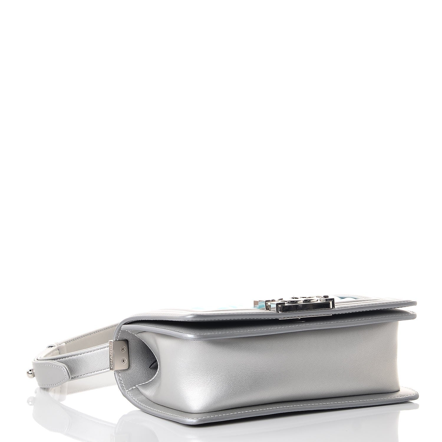 Chanel Metallic Lambskin PVC Quilted Small Boy Flap Blue 4 of 7