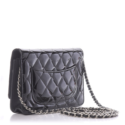 Chanel Patent Quilted Wallet On Chain WOC Black 3 of 10
