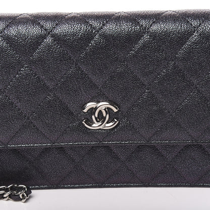 Chanel Iridescent Caviar Quilted Classic Pouch Clutch Black 11 of 12