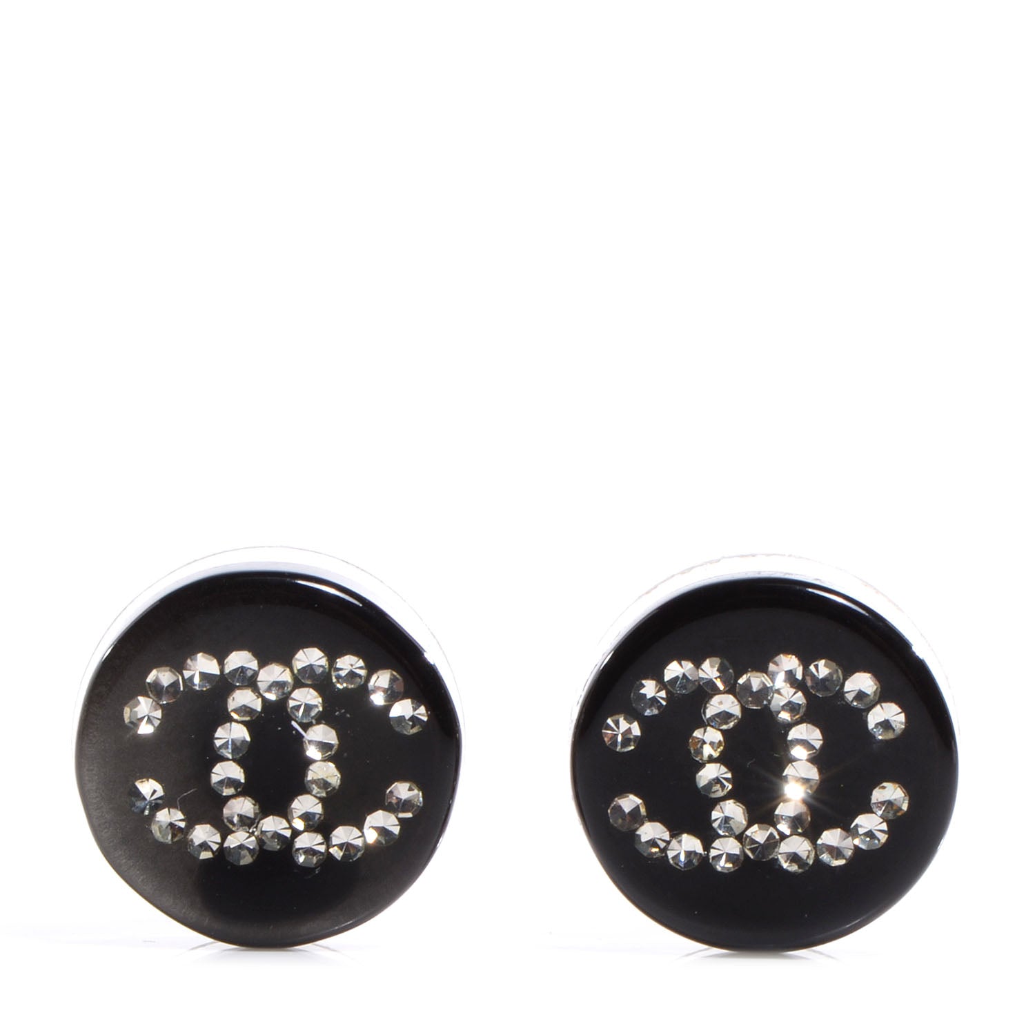 Chanel Resin Crystal CC Earrings Black 1 of 4
