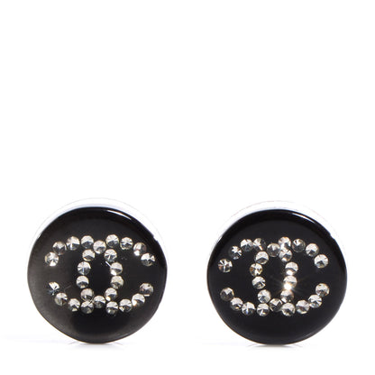 Chanel Resin Crystal CC Earrings Black 1 of 4