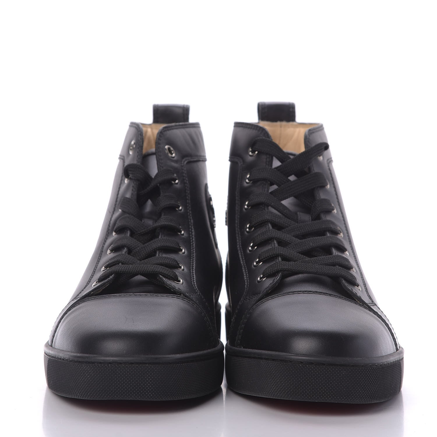 Christian Louboutin Calfskin Mens Louis High Top Sneakers 46 Black 2 of 9
