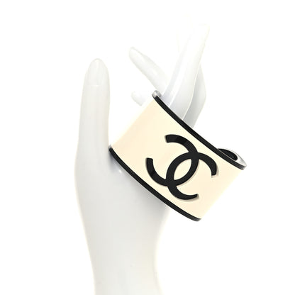 Chanel Resin CC Cuff White Black 2 of 4