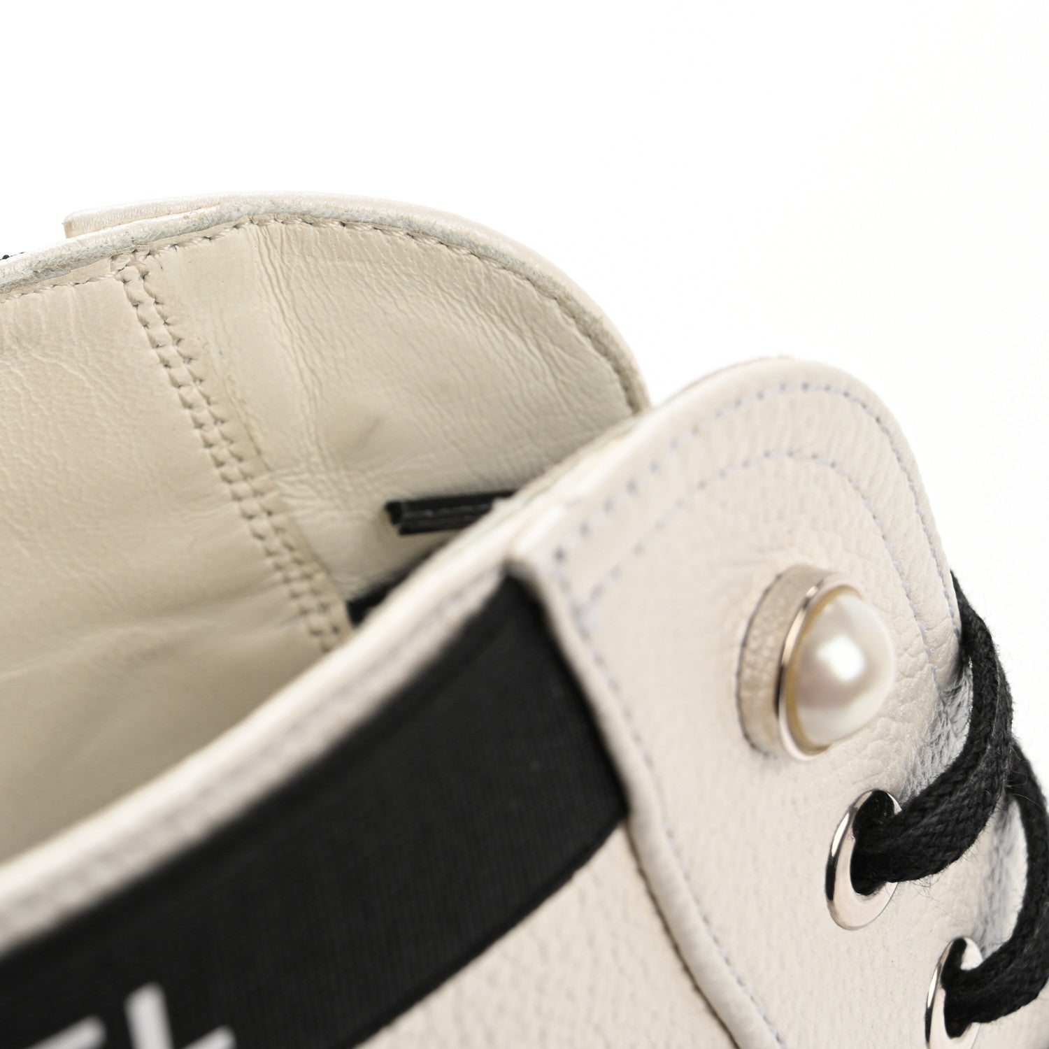 Chanel Pearly Calfskin Patent Calfskin Quilted Lace Up Boots 41 White Light Gray Black 13 of 14