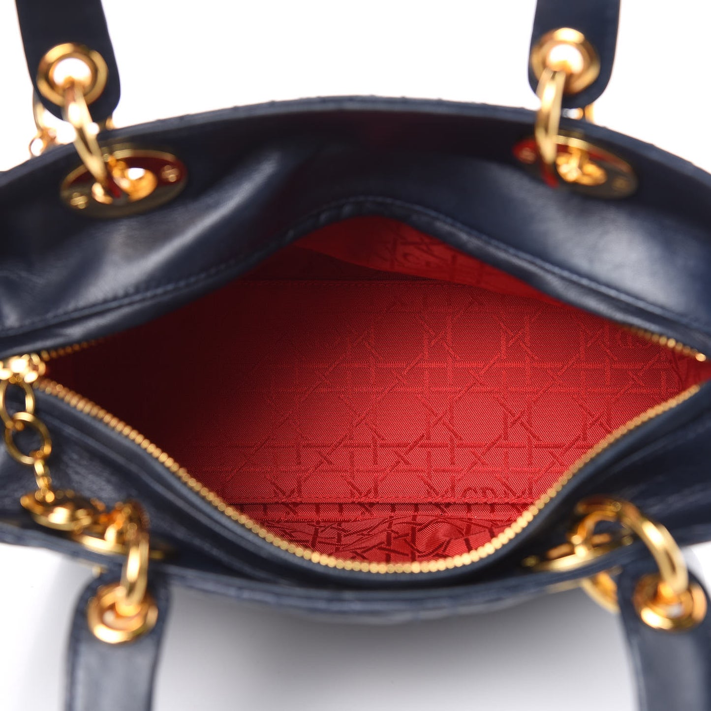 Lambskin Cannage Medium Lady Dior Navy Blue