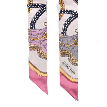 Hermes Silk Grand Apparat Twilly Rose Nacre Gold Anthracite 2 of 7