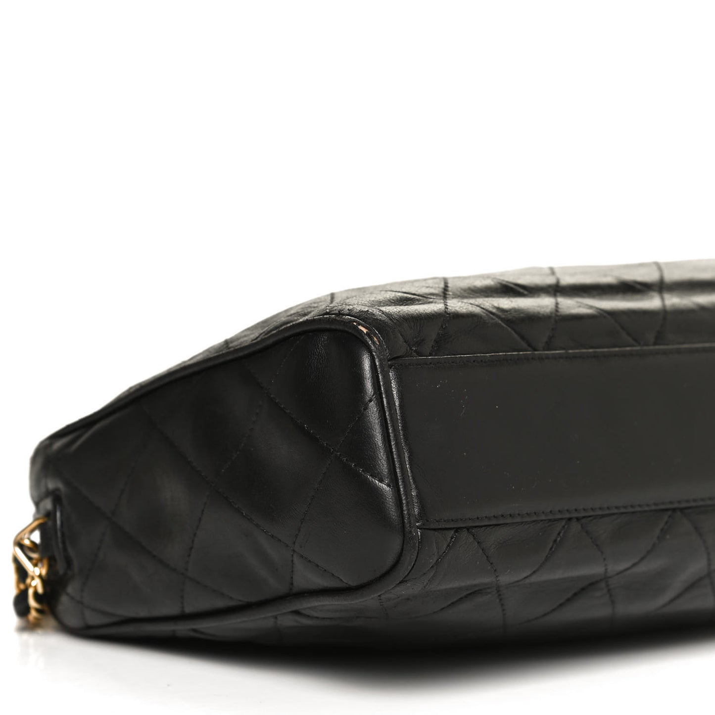 Lambskin Quilted Tassel Camera Case Black