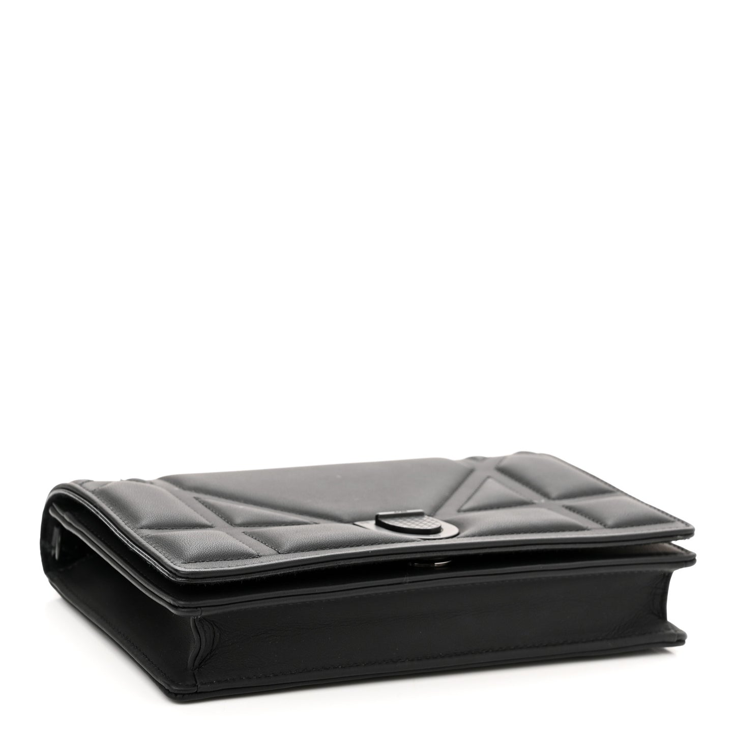 Ultra Matte Calfskin Diorama Wallet on Chain Pouch Black