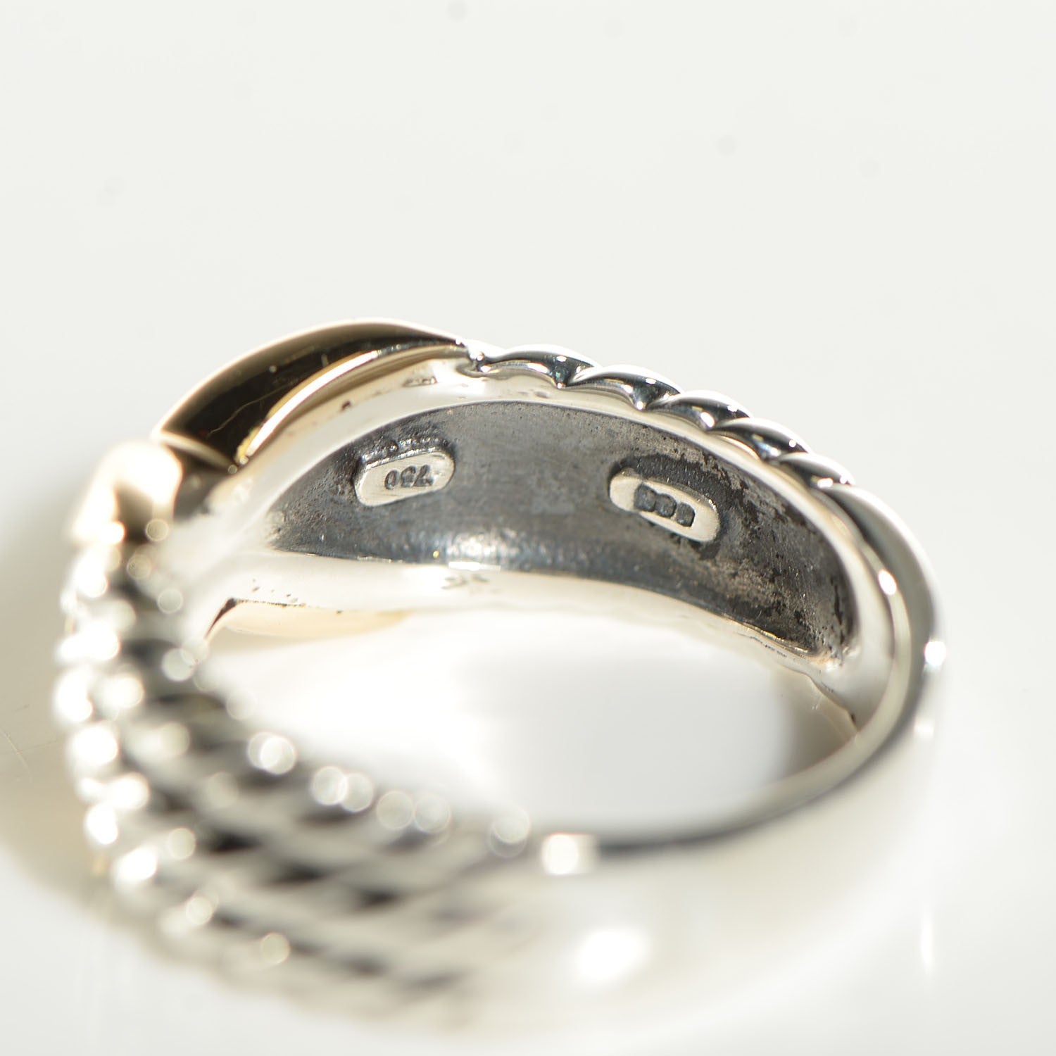 David Yurman Sterling Silver 18K Yellow Gold X Triple Row Ring 7 4 of 5