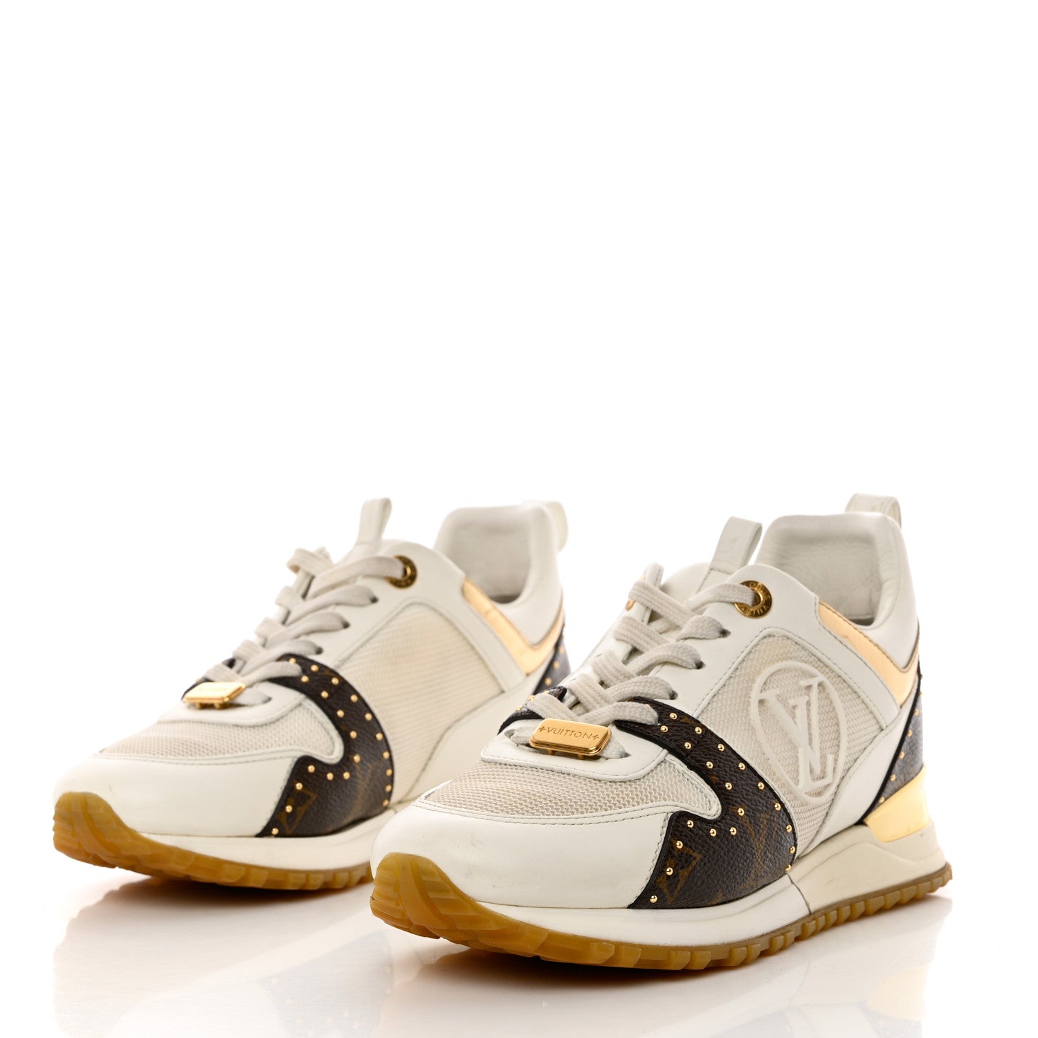 Louis Vuitton Calfskin Monogram Embellished Run Away Sneakers 36 White 3 of 11