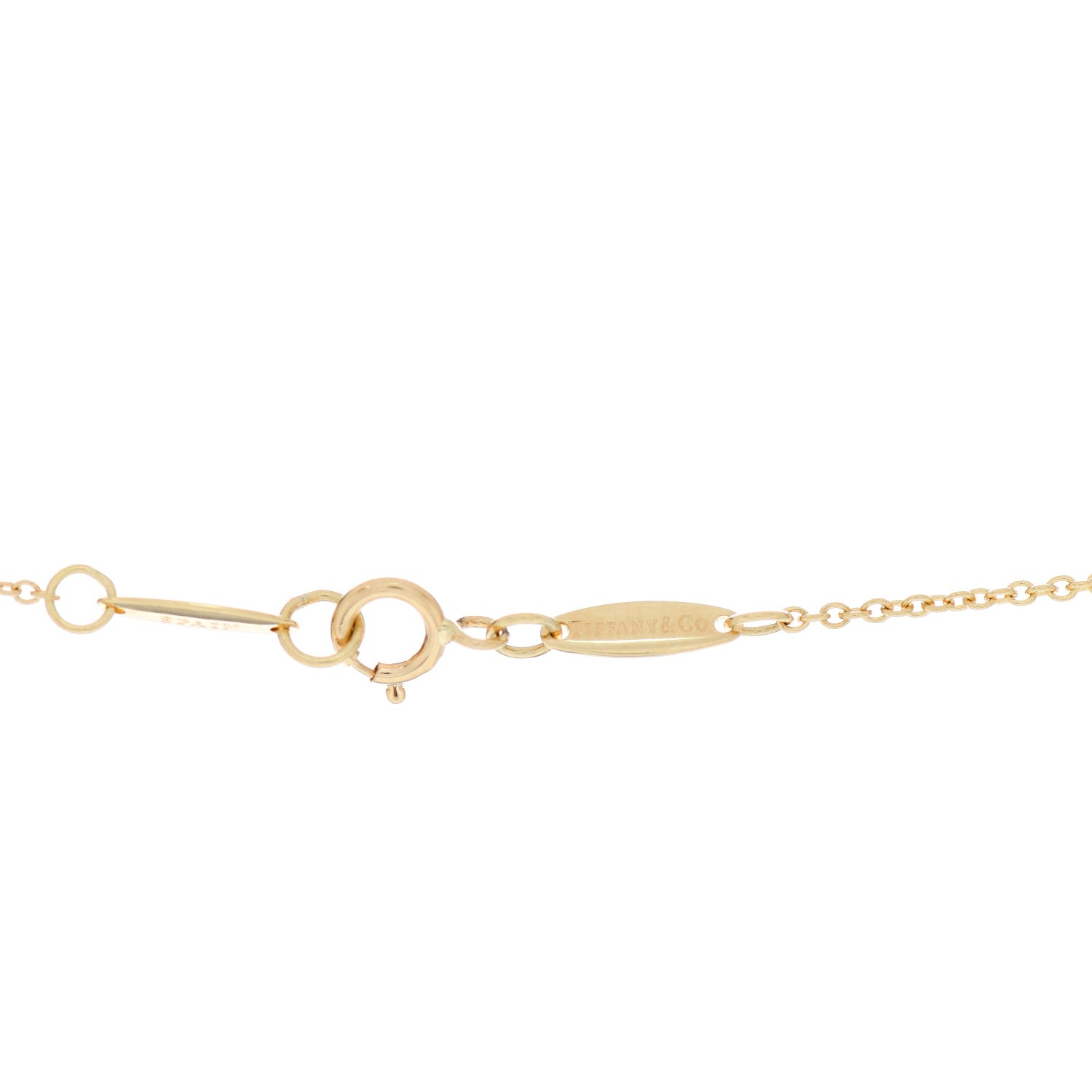 Tiffany 18K Yellow Gold Turquoise Elsa Peretti Double Open Heart Pendant Necklace 4 of 5