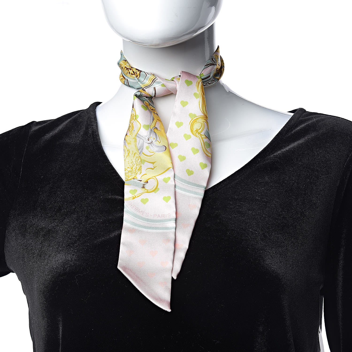 Hermes Silk Brides De Gala Love Twilly Parme Vert D Eau Vieux Rose 2 of 5
