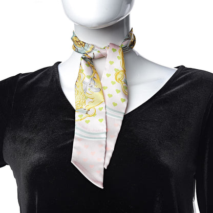 Hermes Silk Brides De Gala Love Twilly Parme Vert D Eau Vieux Rose 2 of 5